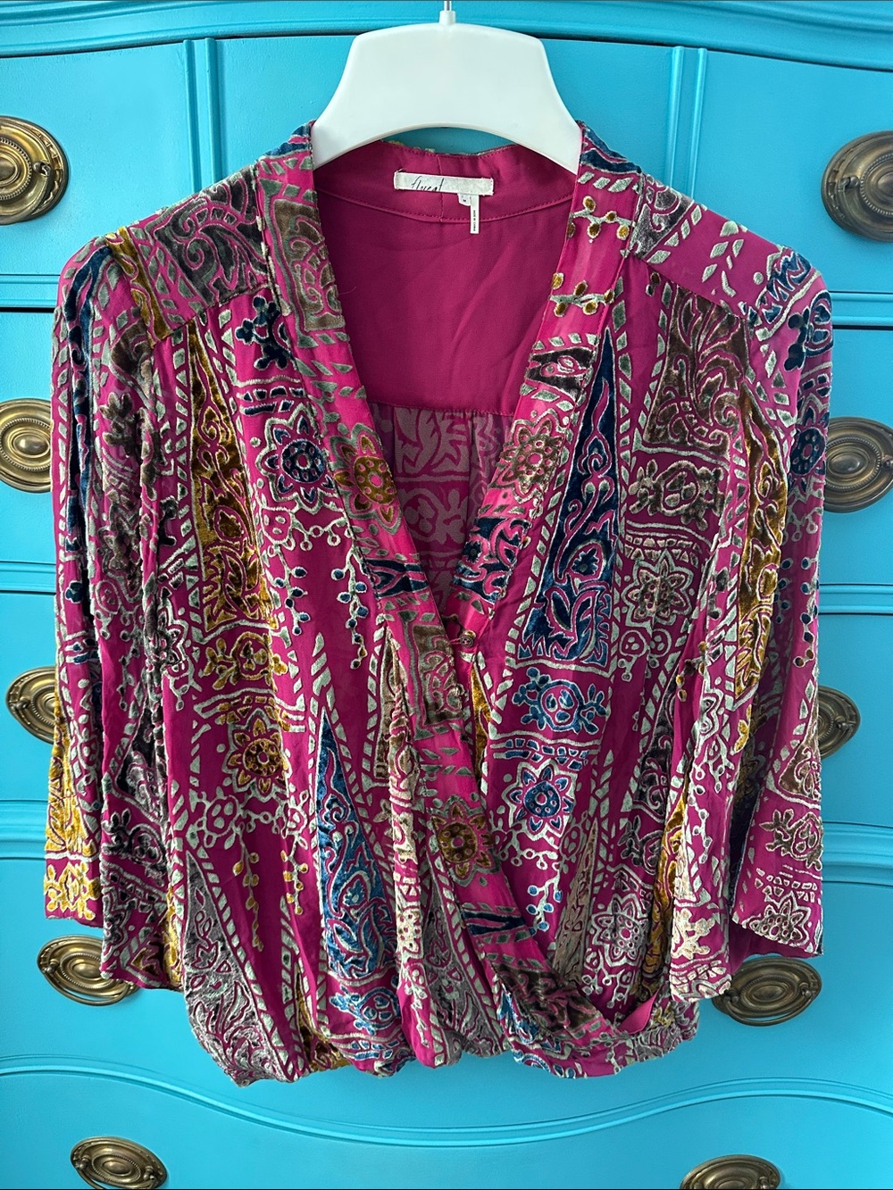 Magenta Boho V-Neck Wrap Blouse